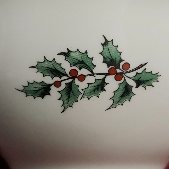 Spode England Christmas Tree Nut Bowl S3324 Holly Green Rim Santa 5.5" X 2.5" - Picture 3 of 13